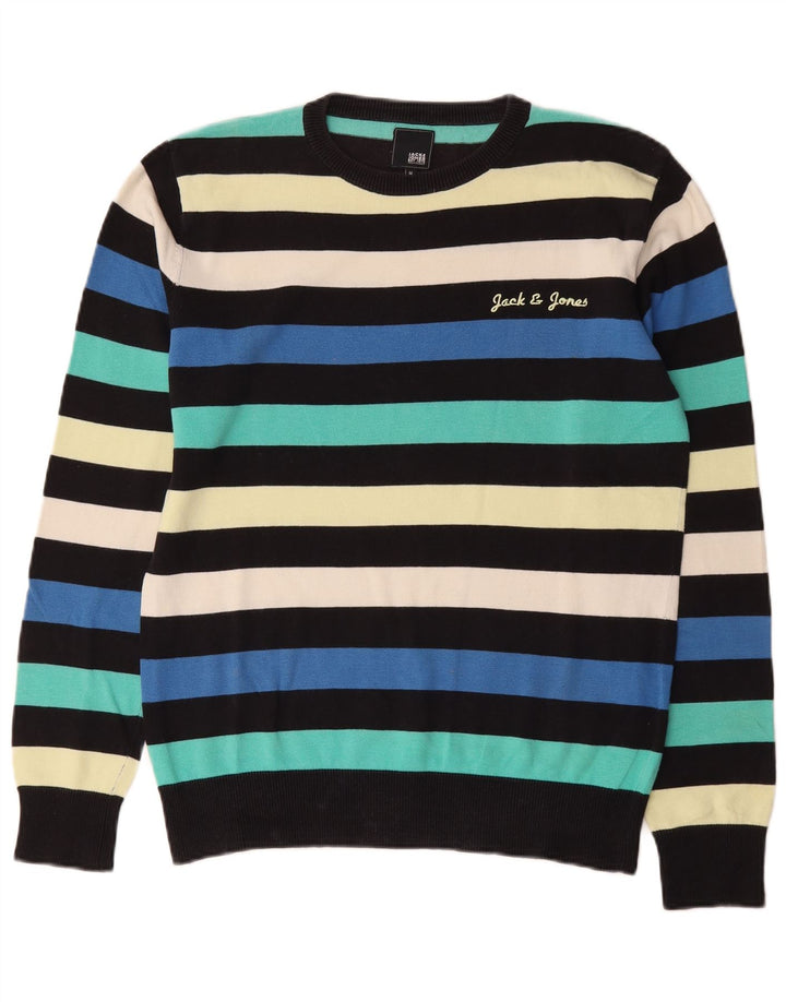 Jack & Jones Mens Crew Neck Jumper Sweater Medium Multicoloured Striped