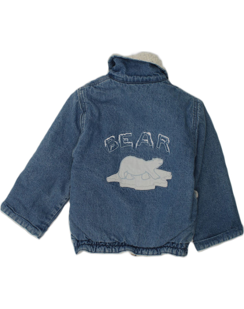 VINTAGE Baby Boys Graphic Sherpa Denim Jacket 18-24 Months Navy Blue | Vintage Vintage | Thrift | Second-Hand Vintage | Used Clothing | Messina Hembry 