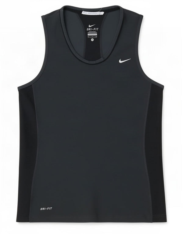 Nike Womens Dri Fit Vest Top UK 10 Small Navy Blue Colourblock Polyester