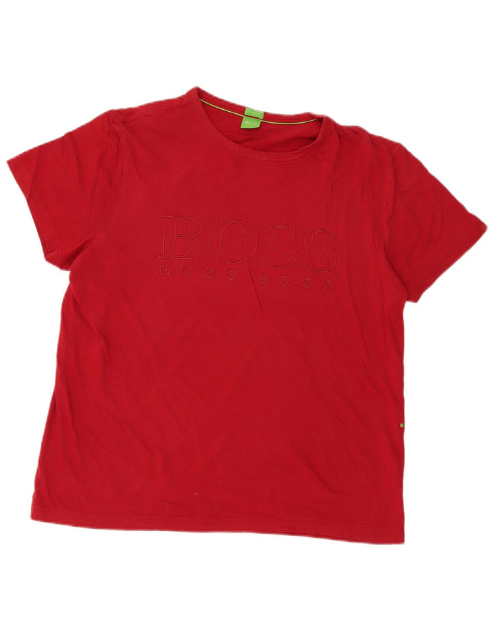 Hugo Boss Mens Graphic T-Shirt Top Large Red Cotton