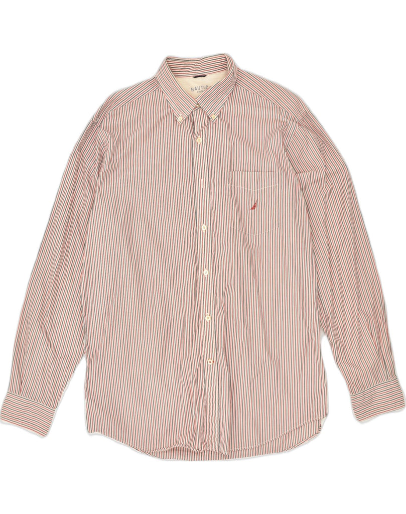 NAUTICA Mens Vintage Shirt Large Red Striped Cotton | Vintage Nautica | Thrift | Second-Hand Nautica | Used Clothing | Messina Hembry 