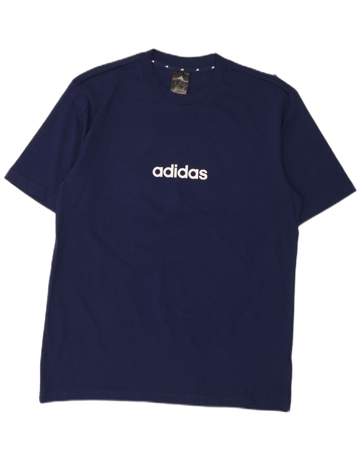 Adidas Mens Graphic T-Shirt Top Medium Navy Blue Cotton