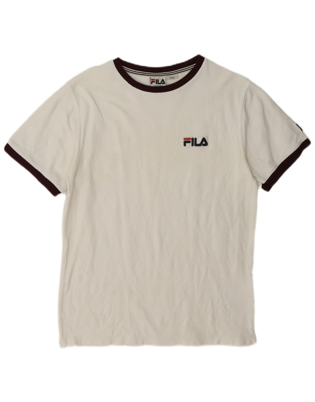 Fila Mens T-Shirt Top Large White Cotton