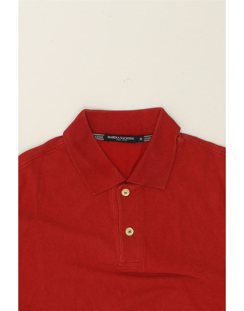 MARINA YACHTING Mens Long Sleeve Polo Shirt Medium Red Cotton | Vintage Marina Yachting | Thrift | Second-Hand Marina Yachting | Used Clothing | Messina Hembry 