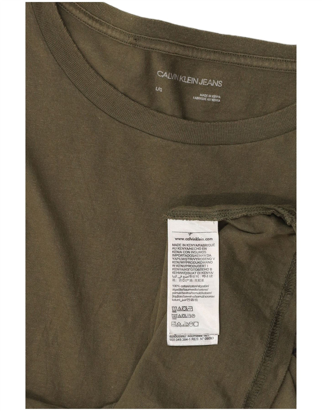 CALVIN KLEIN JEANS Mens Graphic T-Shirt Top Large Khaki Cotton