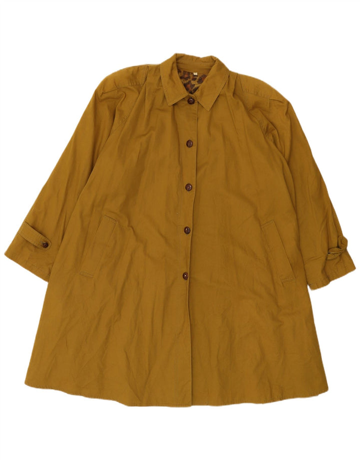 VINTAGE Womens Oversized Overcoat UK 10 Small Khaki Acetate