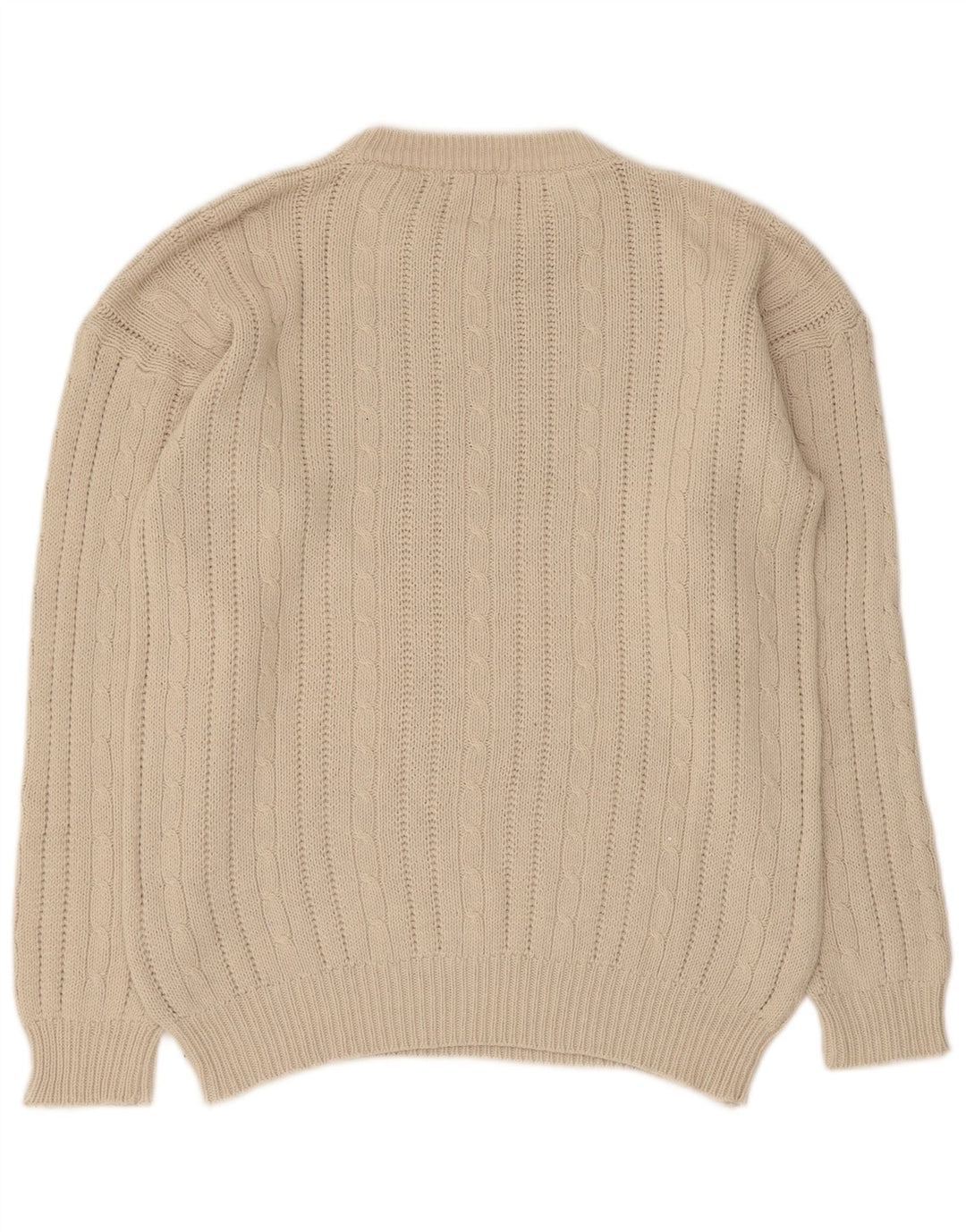 Uno Due Mens Crew Neck Jumper Sweater Small Beige Cotton