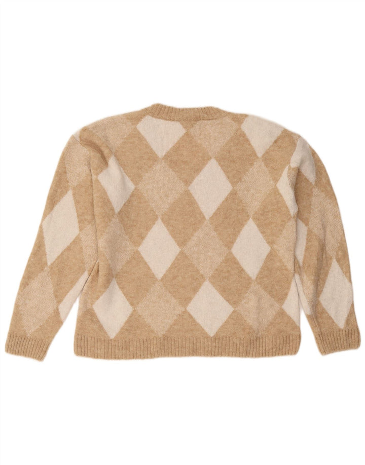 Marks & Spencer Womens V-Neck Jumper Sweater UK 14 Medium Beige