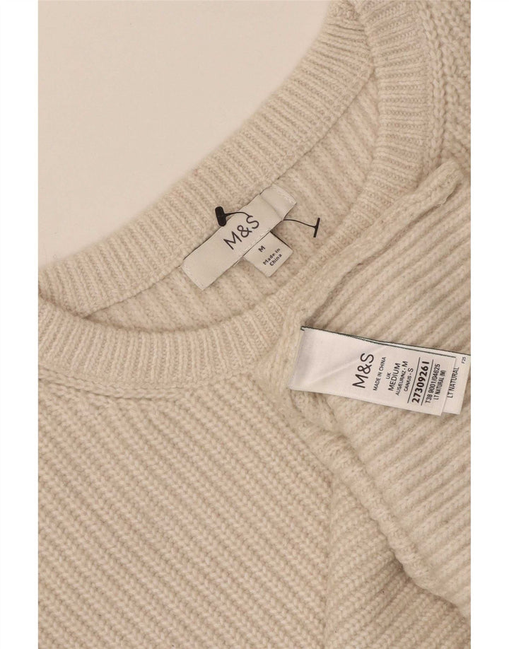 Marks & Spencer Womens Crew Neck Jumper Sweater UK 14 Medium Beige