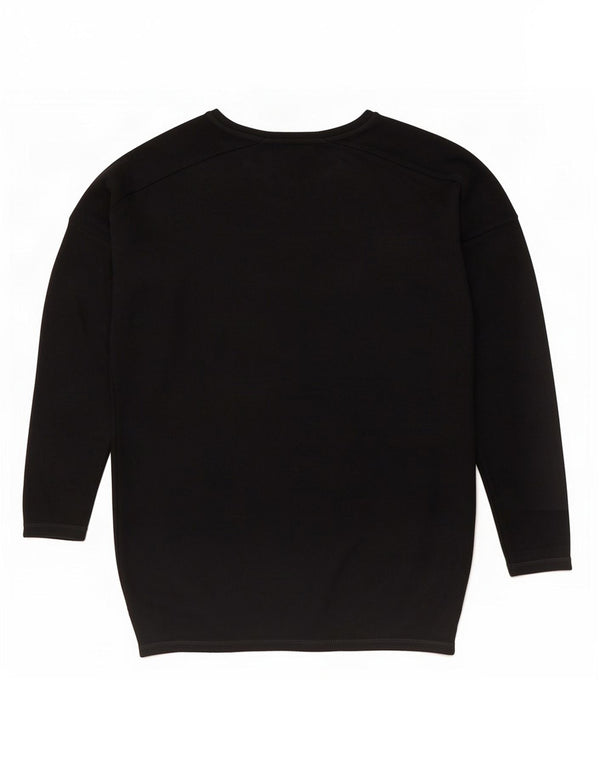 Topshop Womens Oversized Boat Neck Jumper Sweater UK 8 Small Black Viscose