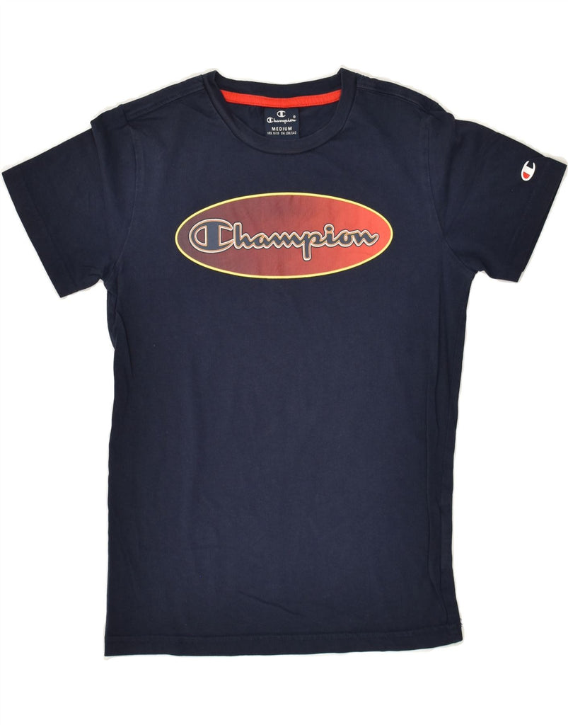 CHAMPION Boys Graphic T-Shirt Top 9-10 Years Medium Navy Blue | Vintage Champion | Thrift | Second-Hand Champion | Used Clothing | Messina Hembry 