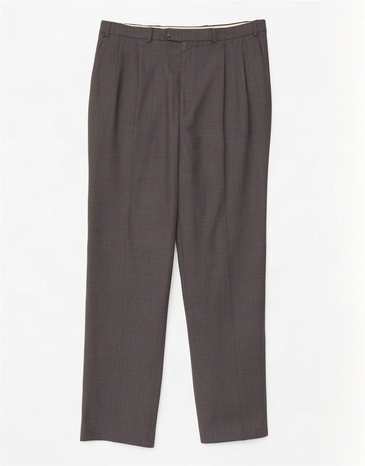 Marks & Spencer Mens Pegged Suit Trousers W38 L33 Grey Wool
