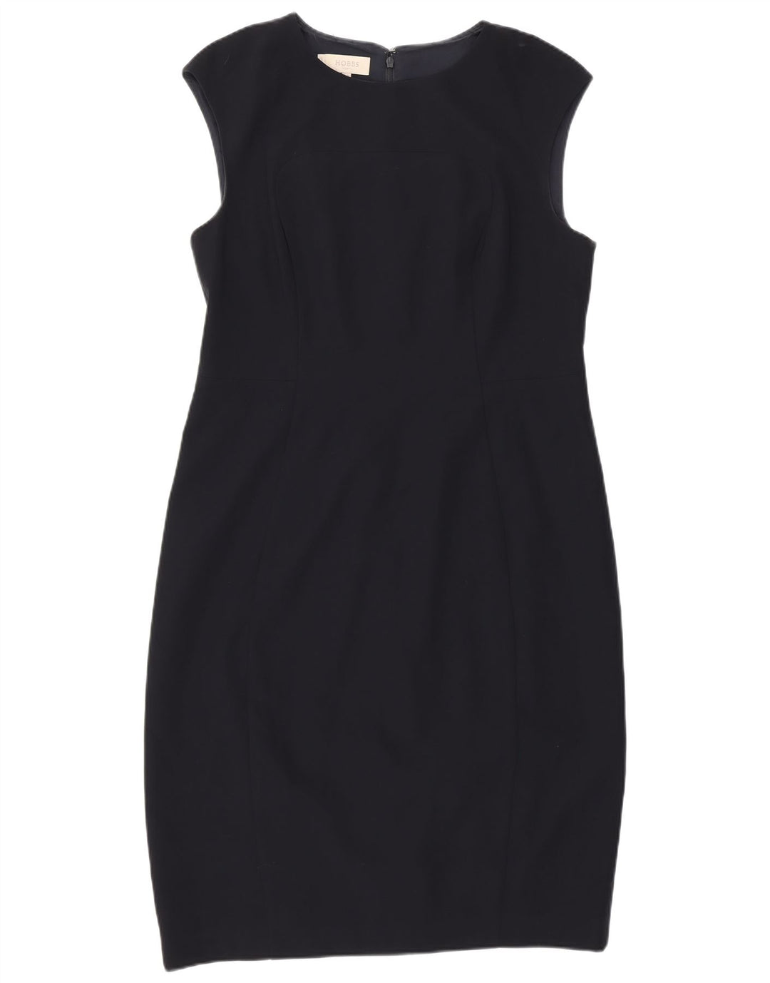 Hobbs Womens Sleeveless Sheath Dress UK 14 Large Navy Blue Polyester