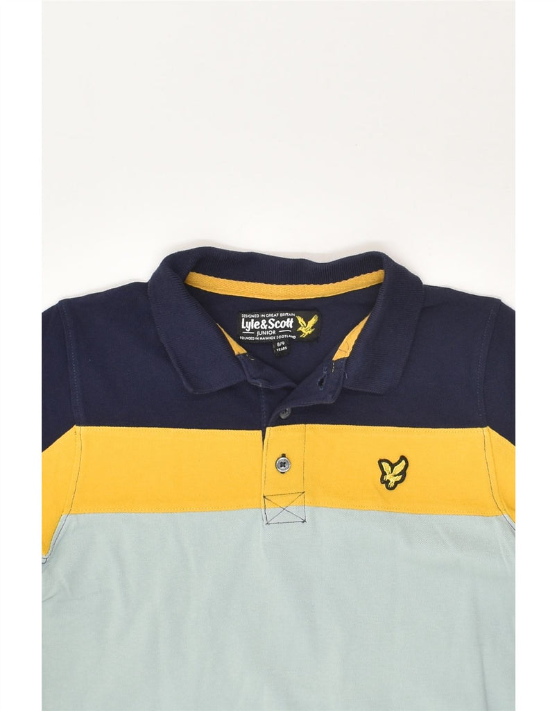 LYLE & SCOTT Boys Polo Shirt 8-9 Years Grey Colourblock Cotton | Vintage Lyle & Scott | Thrift | Second-Hand Lyle & Scott | Used Clothing | Messina Hembry 