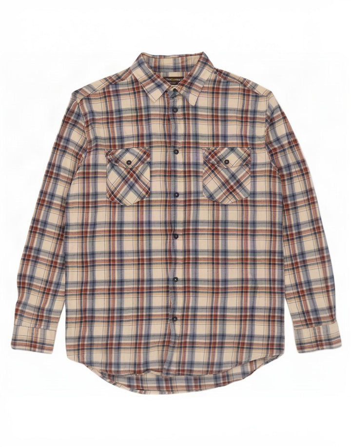 Atlas For Men Mens Flannel Shirt Medium Beige Check