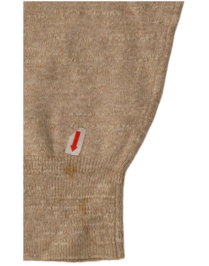 J. Crew Mens Zip Neck Jumper Sweater Small Beige Cotton
