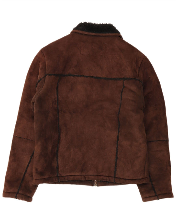 Blend Of America Mens Sherpa Jacket UK 40 Large Brown Polyester