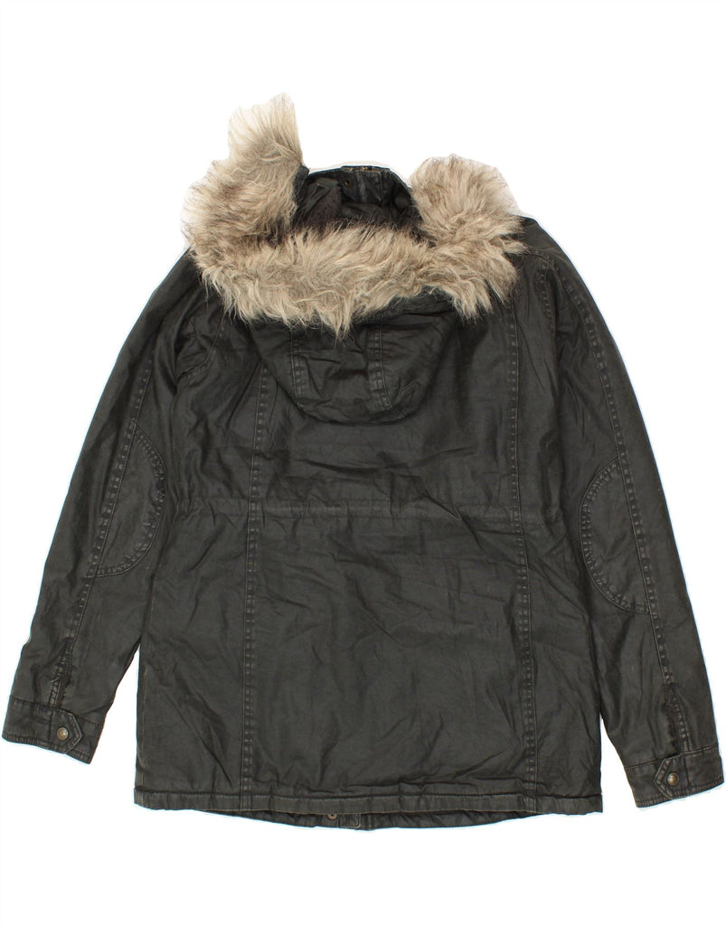 FAT FACE Womens Hooded Waxed Cotton Jacket UK 10 Small  Black Cotton Vintage Fat Face and Second-Hand Fat Face from Messina Hembry 