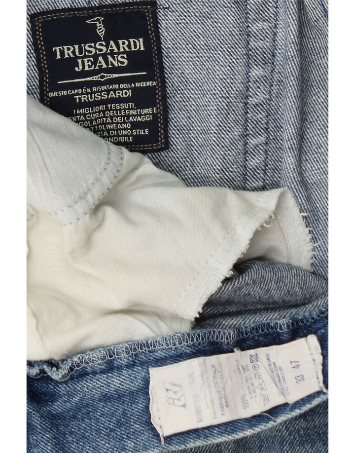TRUSSARDI Womens Tapered Jeans W33 L30 Blue Cotton