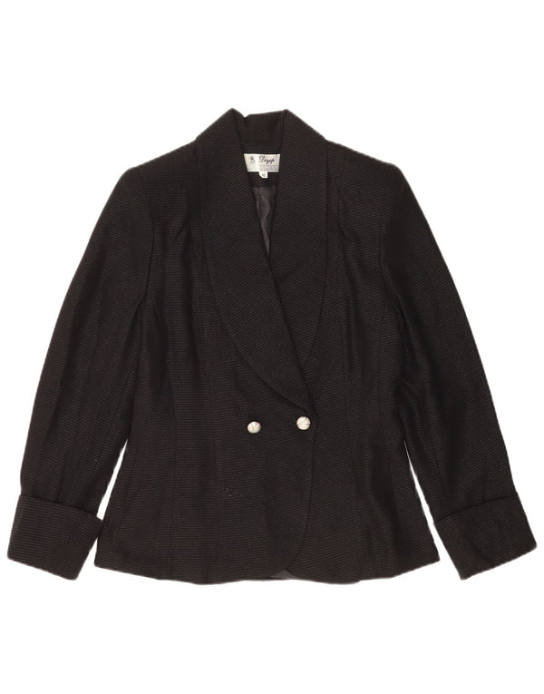 Vintage Womens Double Breasted Blazer Jacket IT 42 Medium Black Striped