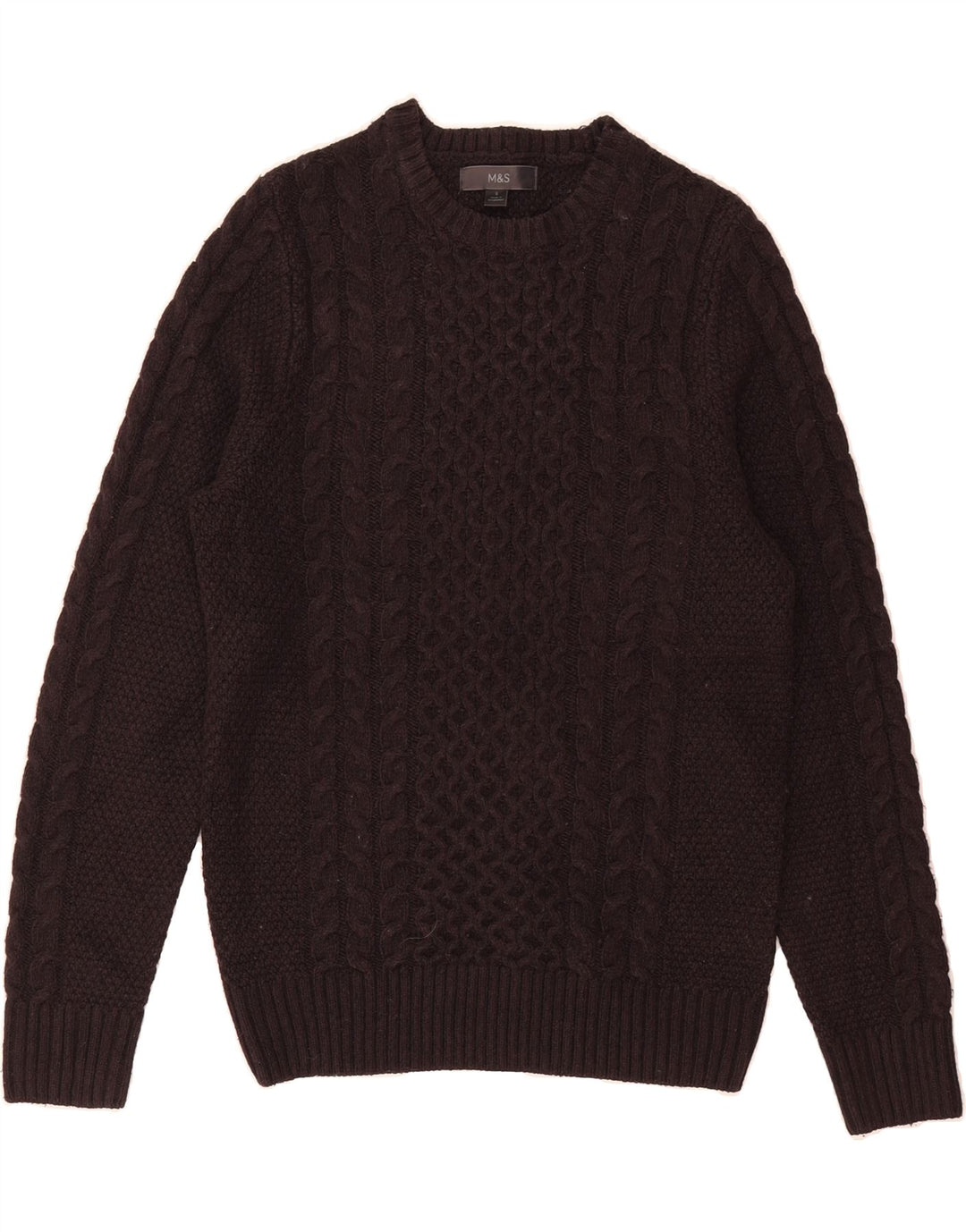 MARKS & SPENCER Womens Crew Neck Jumper Sweater UK 10 Small Brown Acrylic Vintage Marks & Spencer and Second-Hand Marks & Spencer from Messina Hembry 
