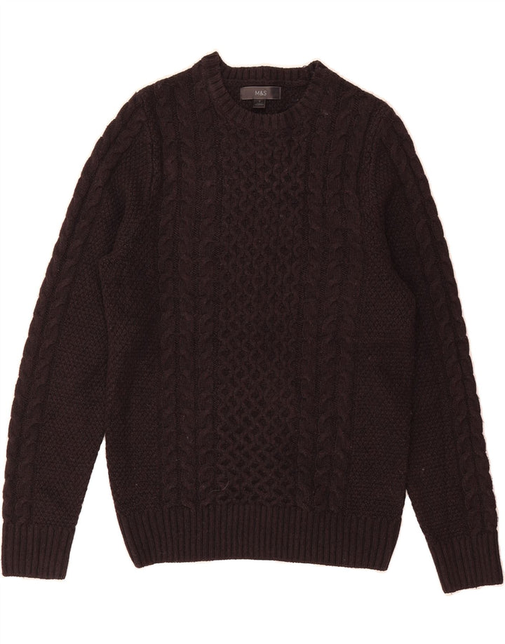 MARKS & SPENCER Womens Crew Neck Jumper Sweater UK 10 Small Brown Acrylic Vintage Marks & Spencer and Second-Hand Marks & Spencer from Messina Hembry 