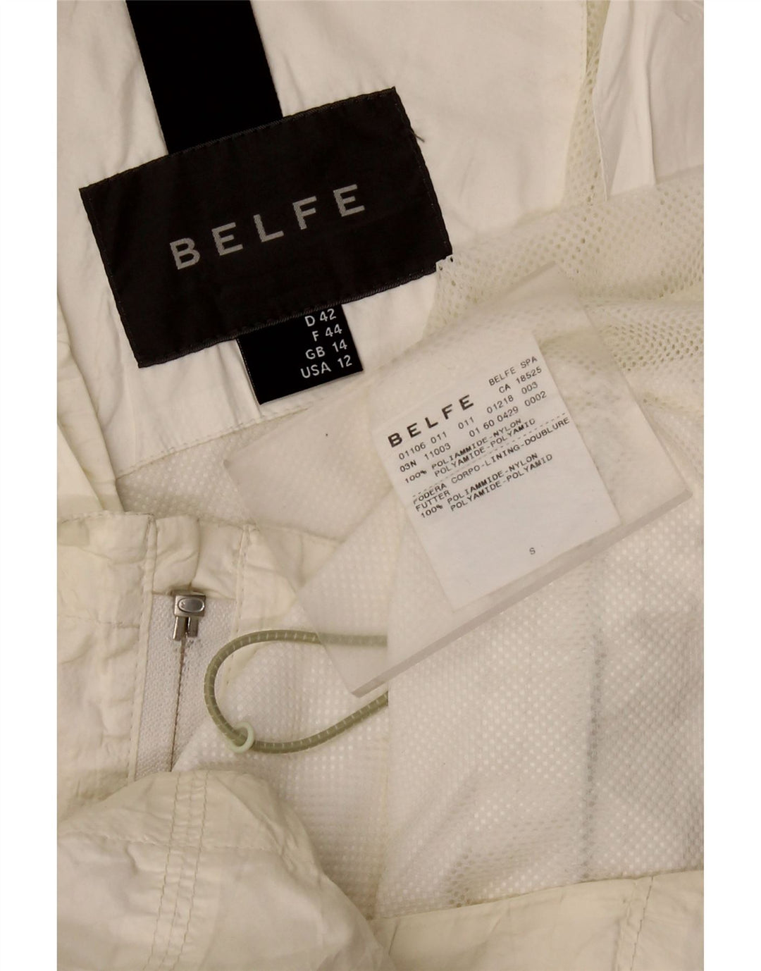 Belfe Womens Sleeveless Tracksuit Top Jacket UK 14 Large White Polyamide