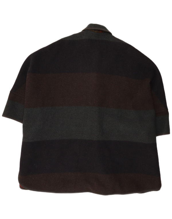 Vintage Womens Poncho Coat One Size Multicoloured Striped Wool