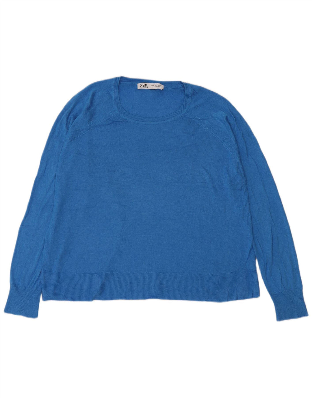 Zara Womens Oversized Boat Neck Jumper Sweater UK 10 Small Blue