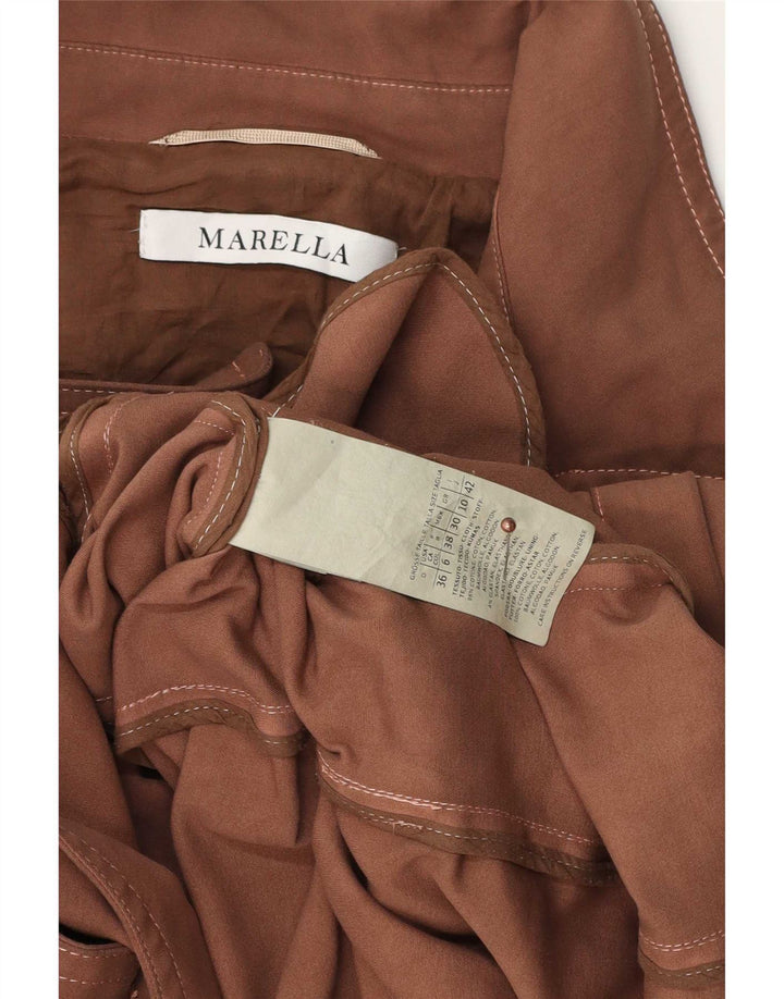 Marella Womens Trench Coat UK 10 Small Brown Cotton