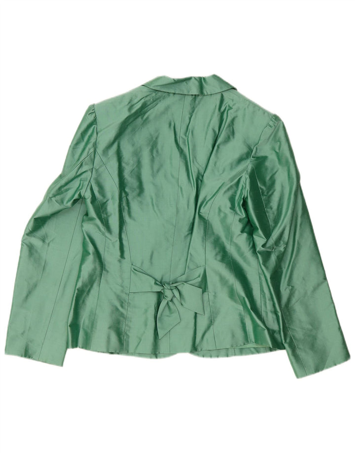Luisa Spagnoli Womens 3 Button Blazer Jacket UK 14 Medium Green Silk