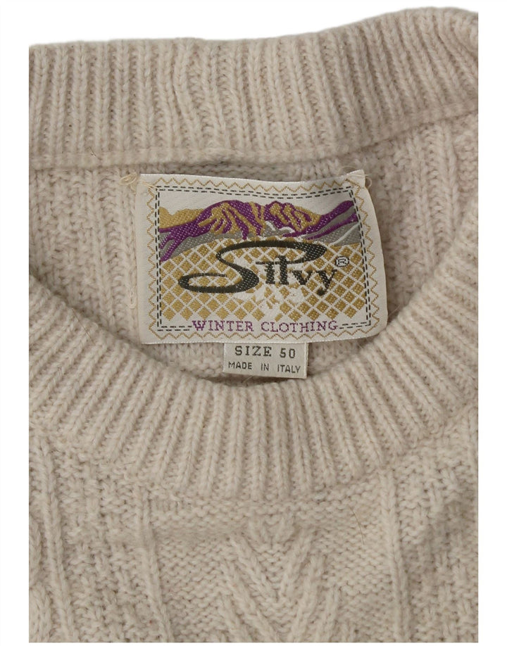 Silvy Mens Crew Neck Jumper Sweater IT 50 Medium Off White Fair Isle