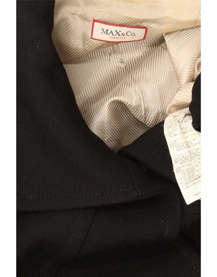 Max & Co. Womens Overcoat UK 10 Small Black Acetate