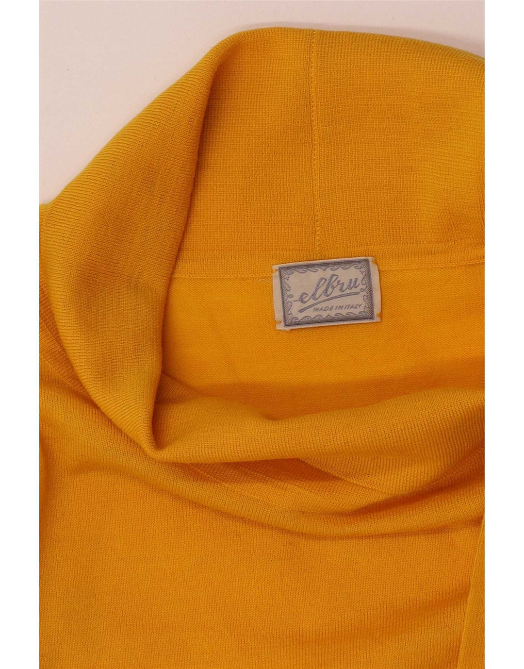 Vintage Womens Roll Neck Top 3/4 Sleeve UK 14 Medium Yellow