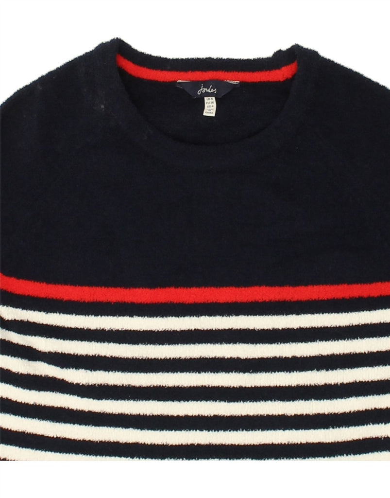 JOULES Womens Fleece Jumper UK 8 Small  Navy Blue Striped Polyester | Vintage Joules | Thrift | Second-Hand Joules | Used Clothing | Messina Hembry 