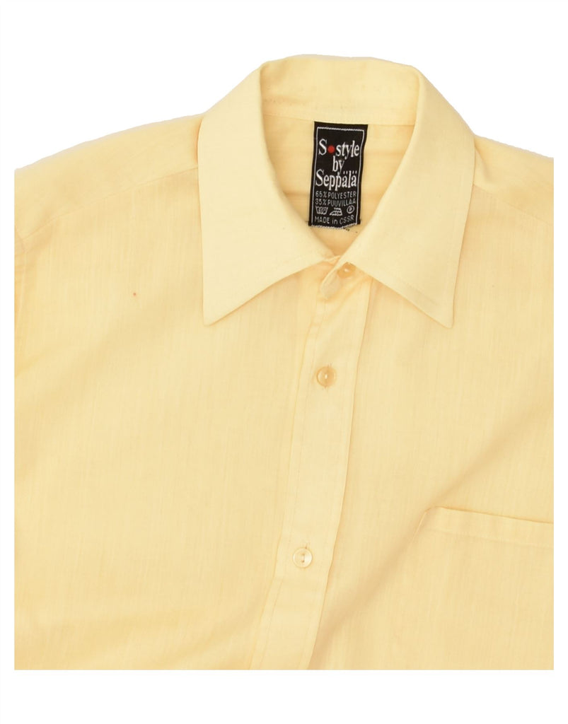 VINTAGE Mens Shirt Small Yellow Polyester | Vintage Vintage | Thrift | Second-Hand Vintage | Used Clothing | Messina Hembry 