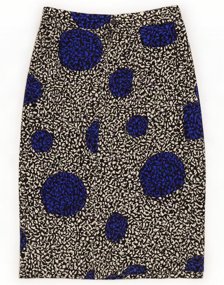 Vintage Womens Abstract Pattern Straight Skirt Medium W28 Black