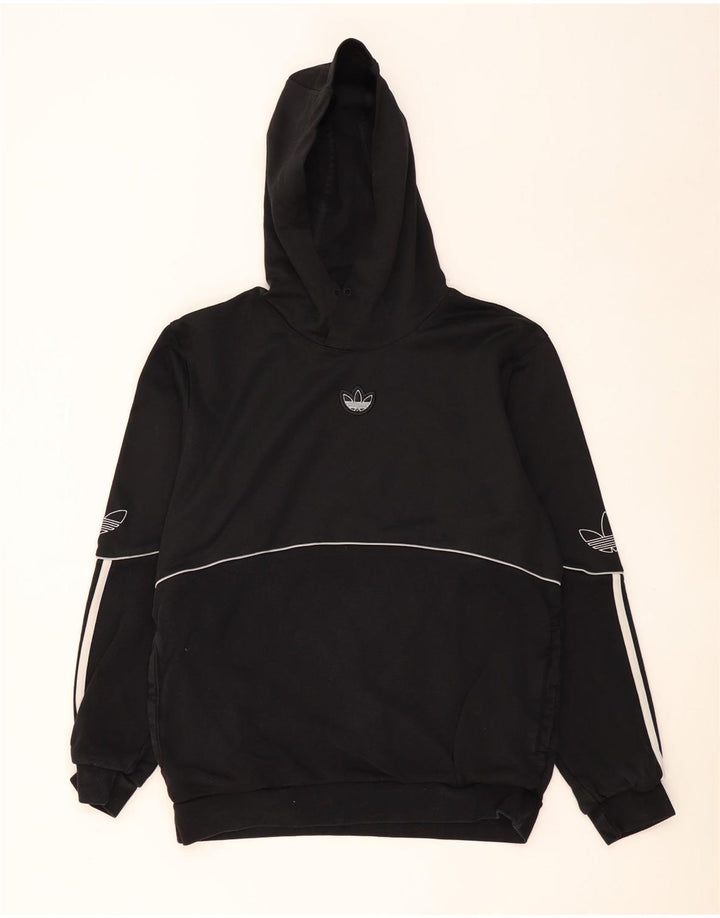 ADIDAS Mens Graphic Hoodie Jumper Medium Black Cotton