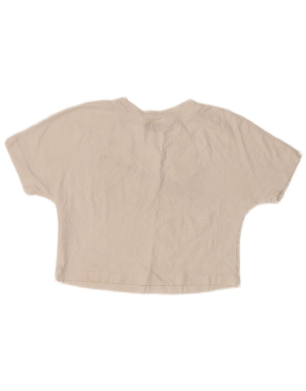 Nike Womens Crop Graphic T-Shirt Top UK 6 XS White Cotton