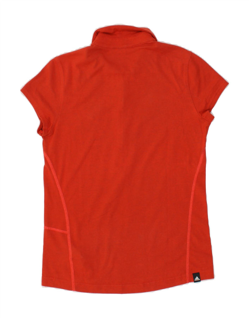 ADIDAS Womens Zip Neck Polo Shirt UK 12 Medium Red Cotton Vintage Adidas and Second-Hand Adidas from Messina Hembry 