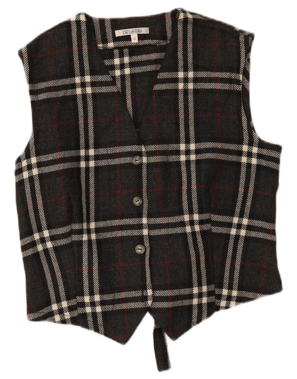 Vintage Womens Waistcoat IT 42 Medium Grey Check Wool