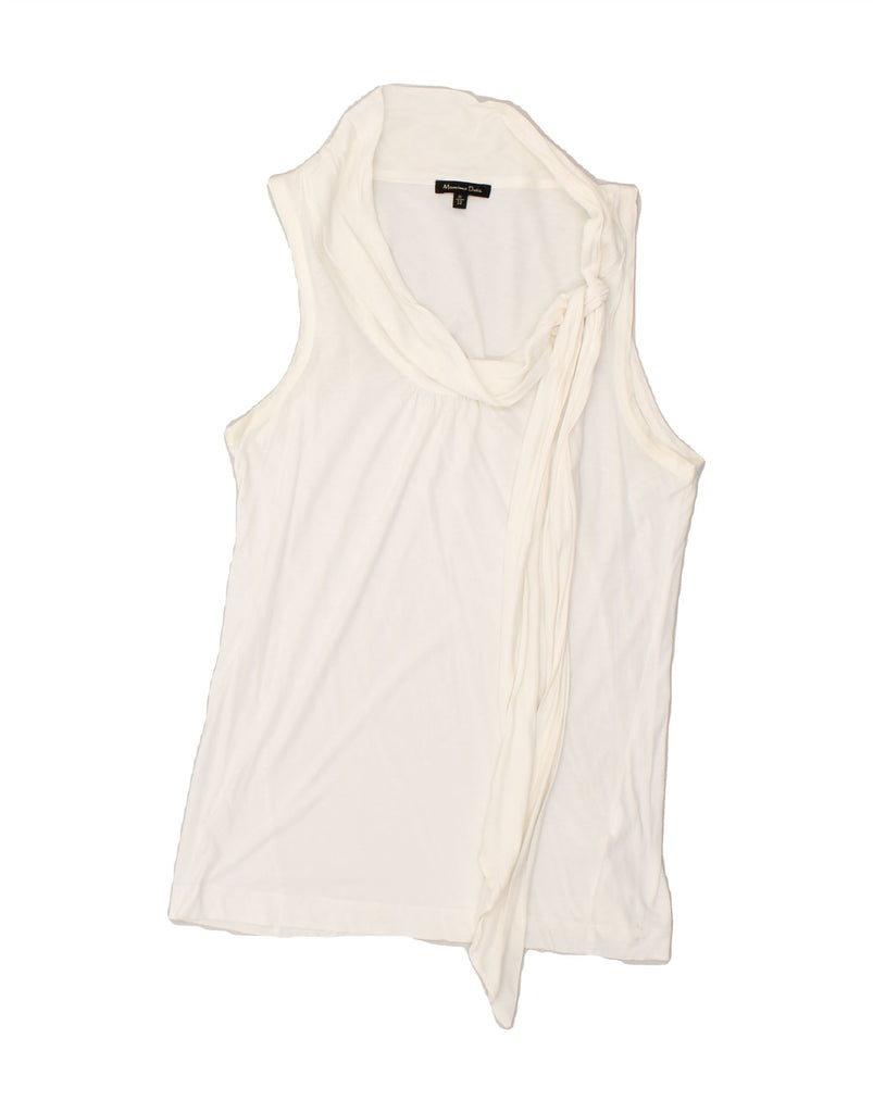 MASSIMO DUTTI Womens Front Tie Vest Top UK 12 Medium White | Vintage Massimo Dutti | Thrift | Second-Hand Massimo Dutti | Used Clothing | Messina Hembry 