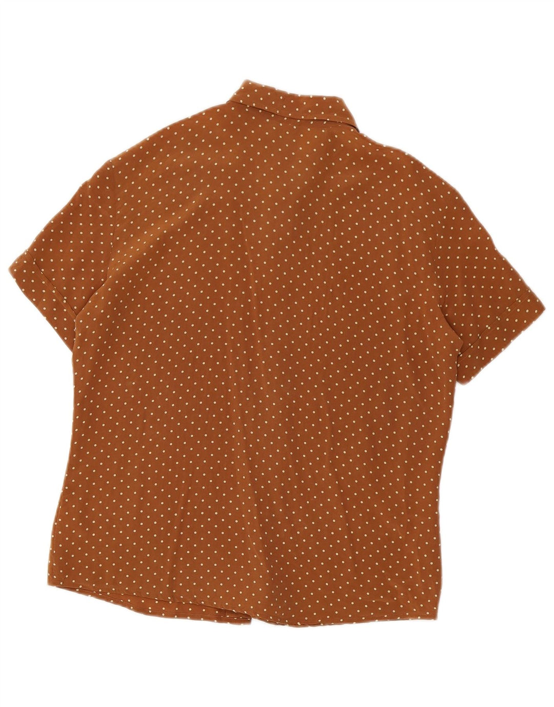 Benetton Womens Shirt Blouse IT 46 Large Brown Spotted Silk