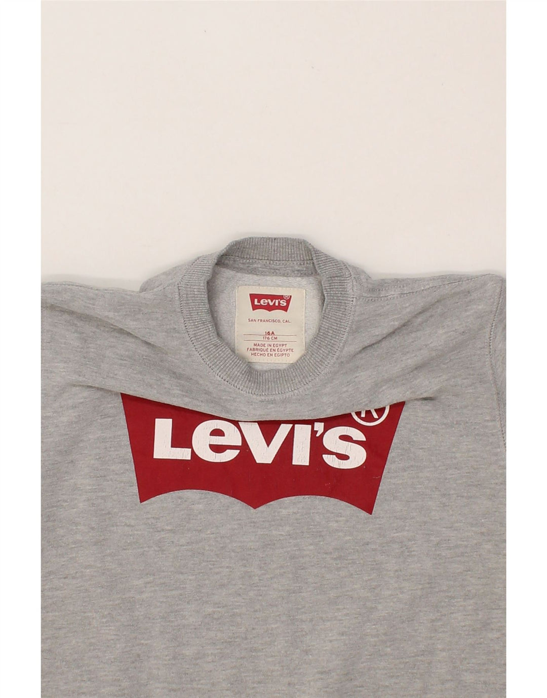 LEVI'S Boys Graphic Sweatshirt Jumper 15-16 Years Grey Flecked Cotton Vintage Levi's and Second-Hand Levi's from Messina Hembry 