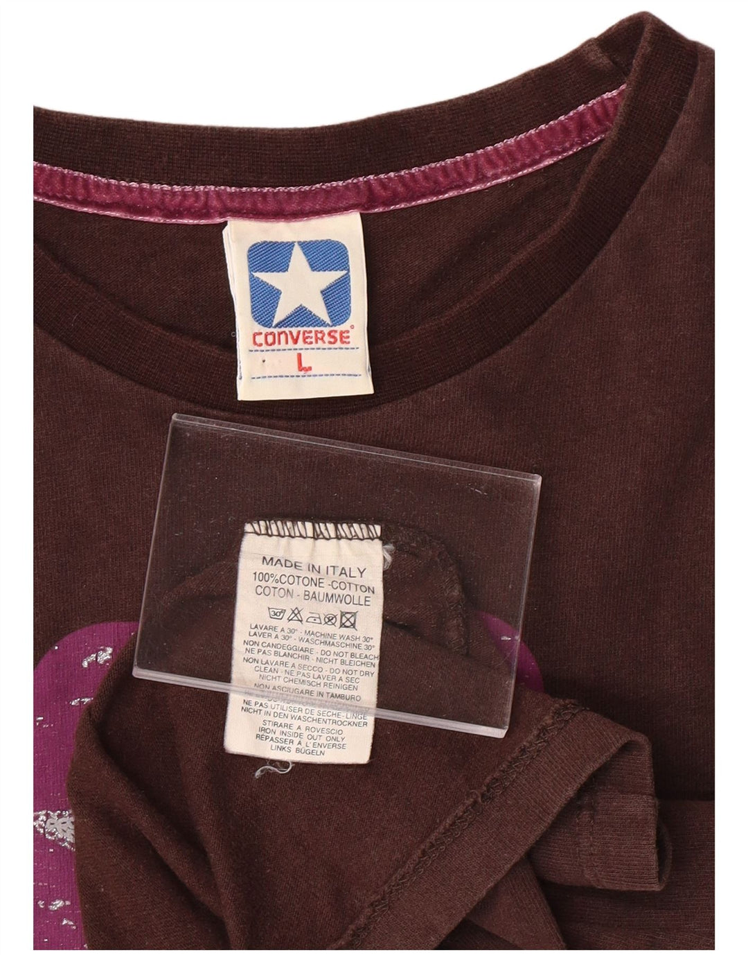 CONVERSE Girls Graphic Top Long Sleeve 13-14 Years Large  Brown Cotton