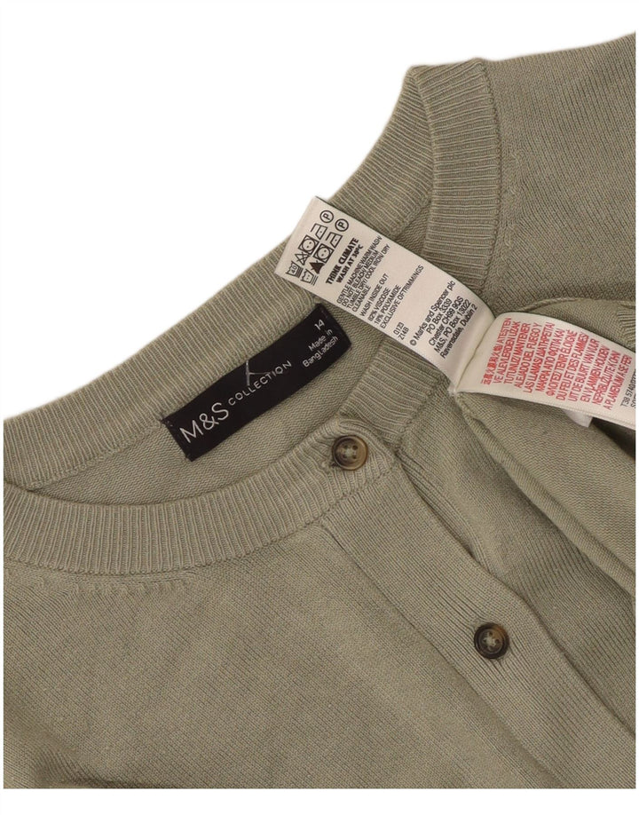 Marks & Spencer Womens Cardigan Sweater UK 14 Medium  Khaki Viscose