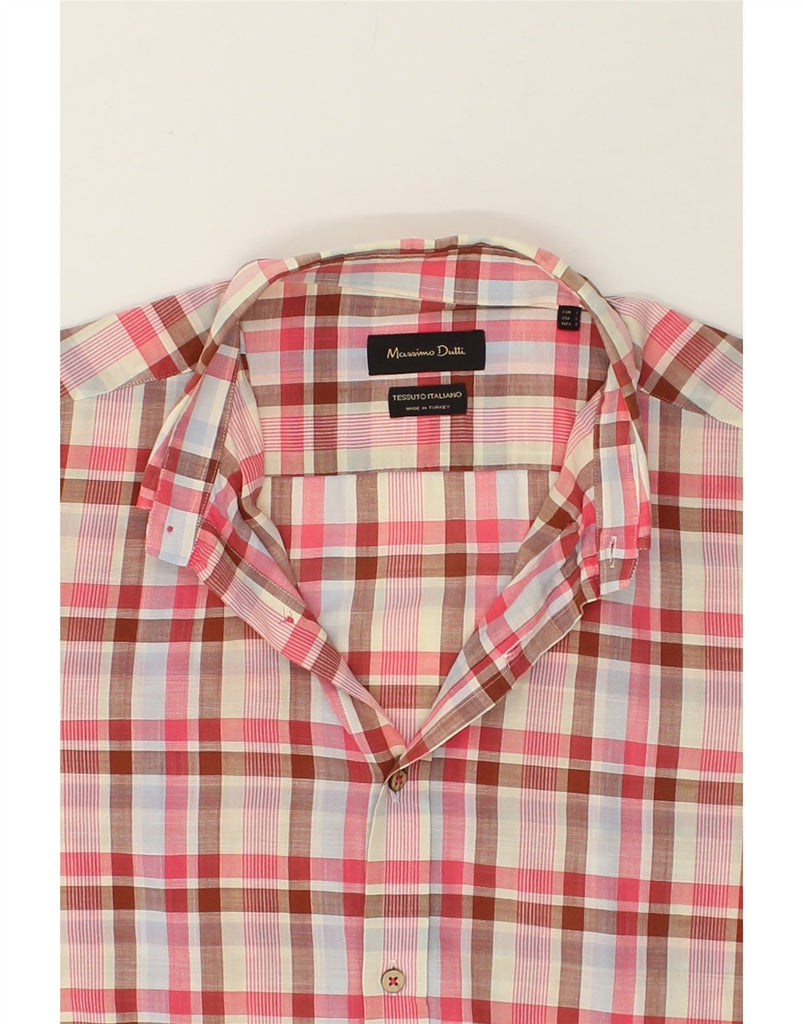 MASSIMO DUTTI Mens Tessuto Italiano Shirt Large Pink Check | Vintage Massimo Dutti | Thrift | Second-Hand Massimo Dutti | Used Clothing | Messina Hembry 