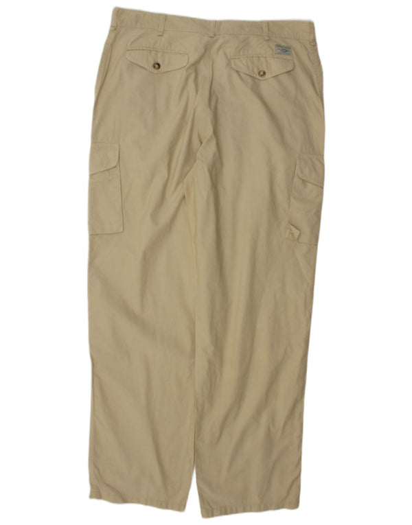 Wampum Mens Straight Cargo Trousers IT 56 3XL W46 L32 Beige Pinstripe