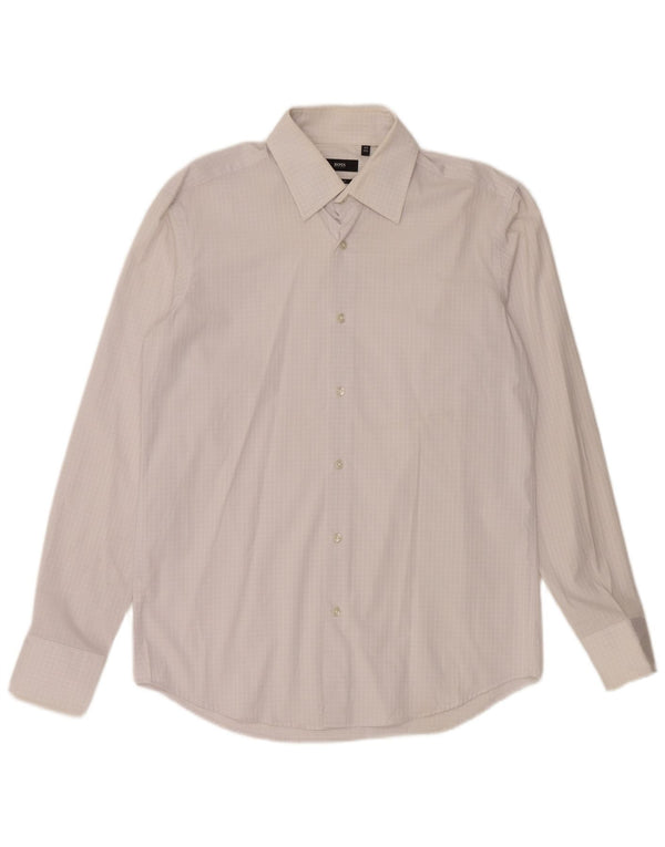 HUGO BOSS Mens Regular Fit Shirt Size 40 15 3/4 Medium White Gingham