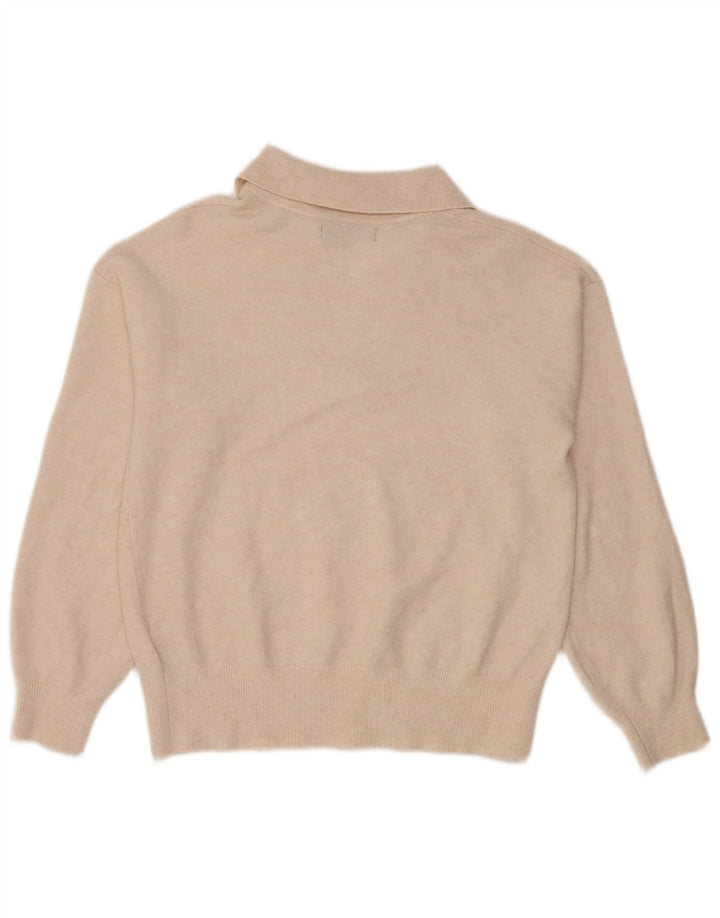 Marks & Spencer Womens Polo Neck Jumper Sweater UK 10 Small Beige Polyester